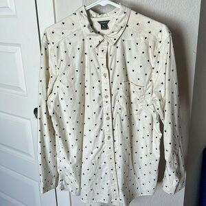 Ladies Eddie Bauer Flannel hearts LS shirt size XL NWOT